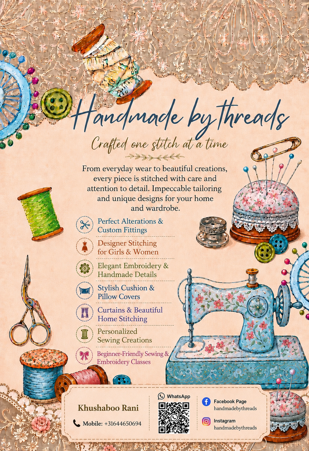 Handmade by Threads services flyer