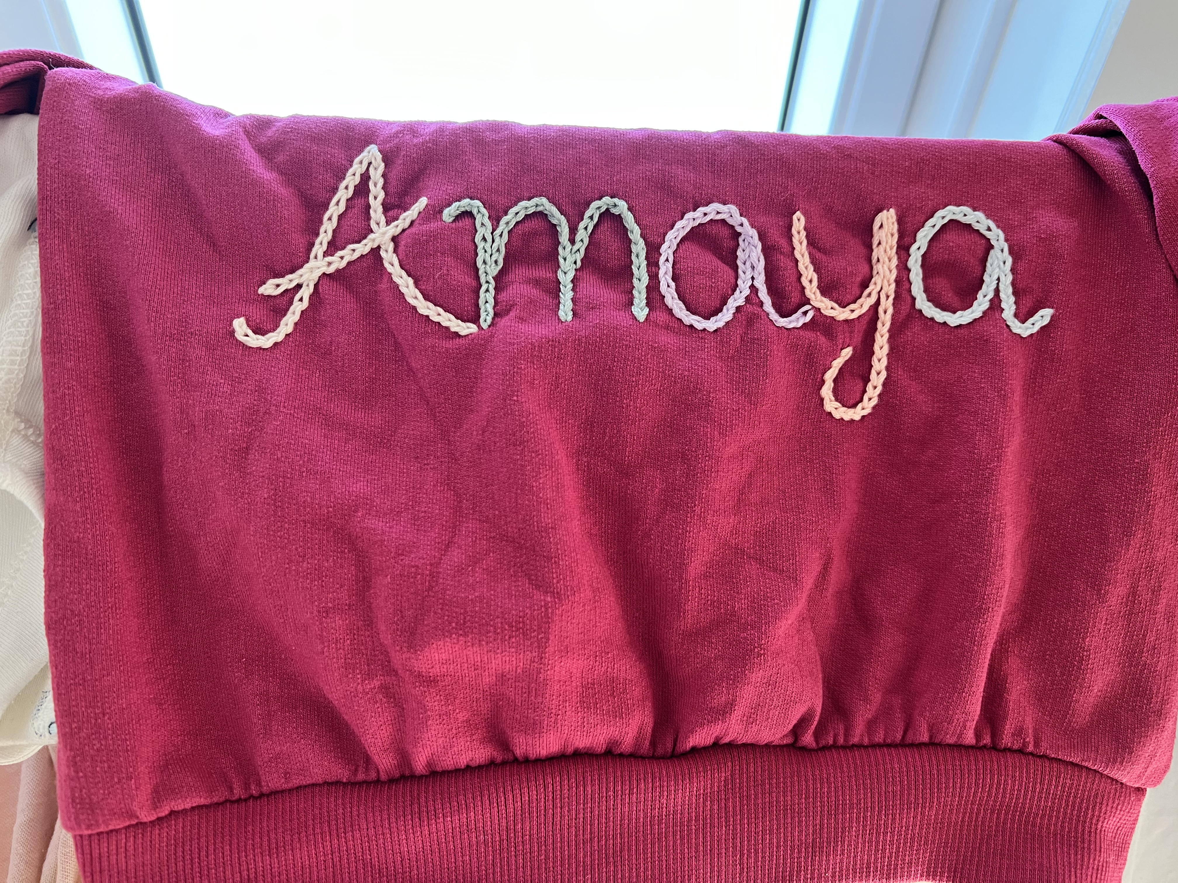 Handmade beige and red girl's lehanga