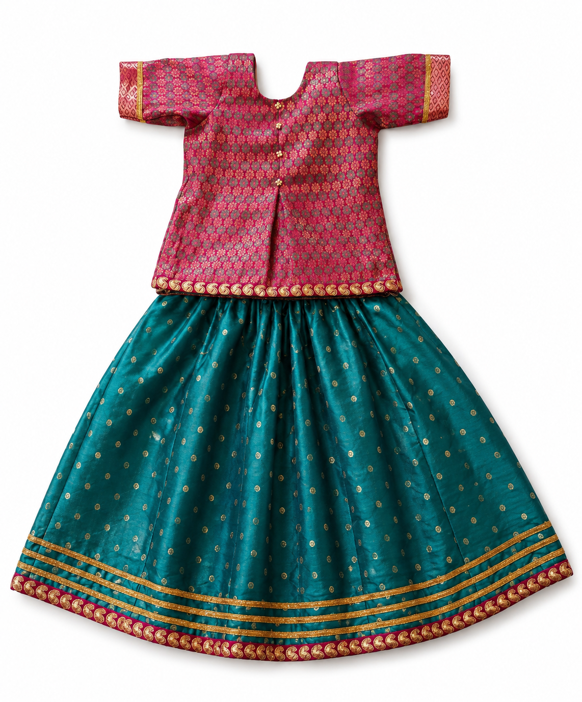Handmade green and pink girl's lehanga