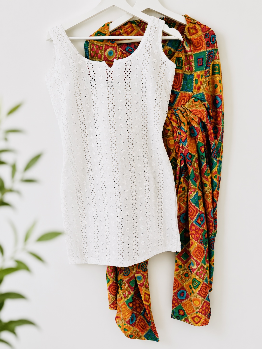 Handmade beige and red girl's lehanga