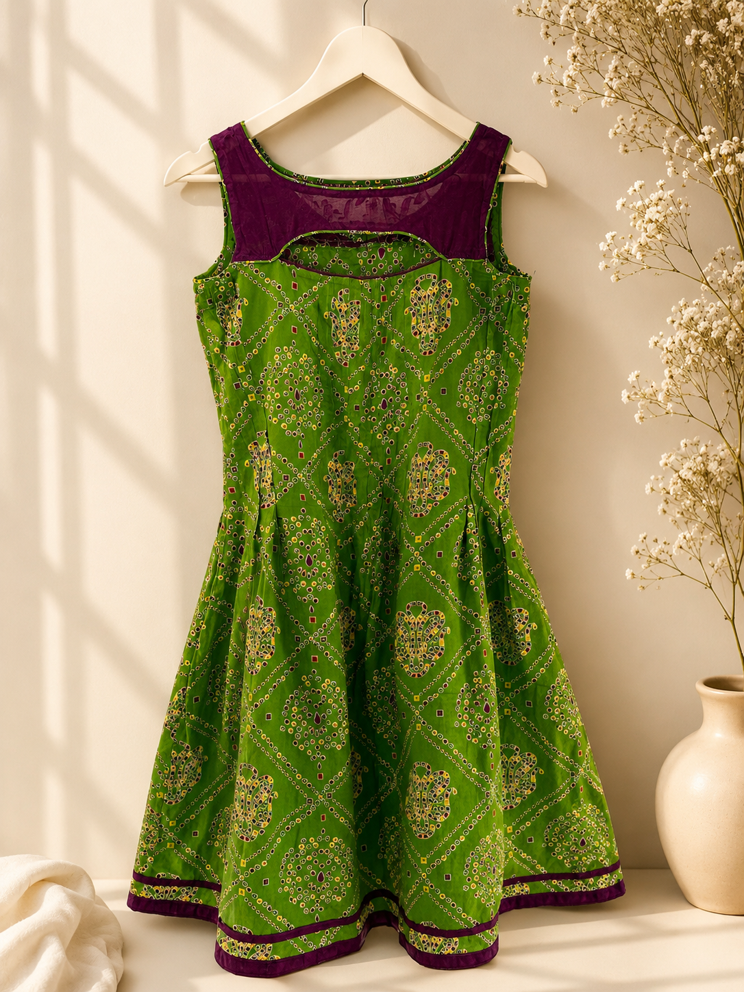 Handmade green kurti or dress