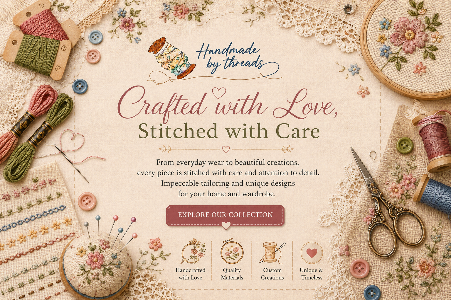 Handmade by Threads creative background